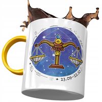 Kubek Żółty Waga Znaki Zodiaku Horoskop Z Nadrukiem Ze Zdjęciem