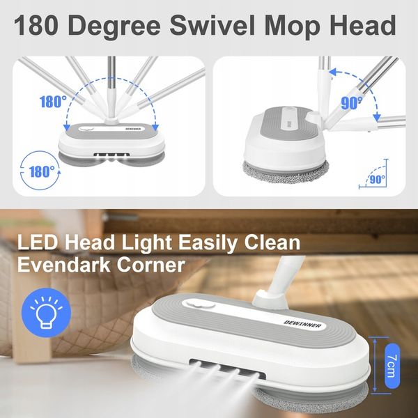 Akumulatorowy mop elektryczny 450ml Zestaw mopów obrotowych Myjka do okien zdjęcie 8