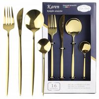 ZESTAW KOMPLET ZŁOTYCH SZTUĆCÓW 16 EL 4 OSOBY ŁYŻECZKA ŁYZKA NÓŻ WIDELEC