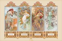 Alfons Mucha 4 Pory Roku - Secesja - plakat 91,5x61 cm