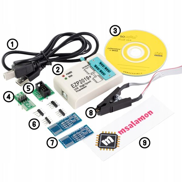 Duży zestaw programator EEPROM i Flash EZP2019+ Klips Adapter Immo Liczniki zdjęcie 4