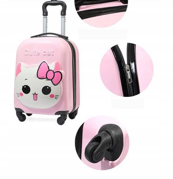KOT KOTEK KITTY 3D WALIZKA NA KÓŁKACH DLA DZIECI BAGAŻ PODRÓŻNA zdjęcie 3