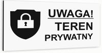 Tabliczka informacyjna BIAŁA nierdzewna TEREN PRYWATNY DOWOLNY NADRUK