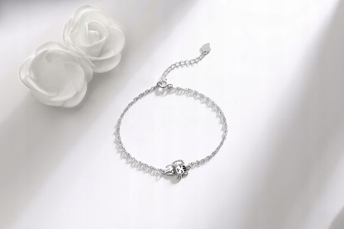 Bransoletka srebrna rodowana kotek dla dziewczynki srebro 925 na Arena.pl