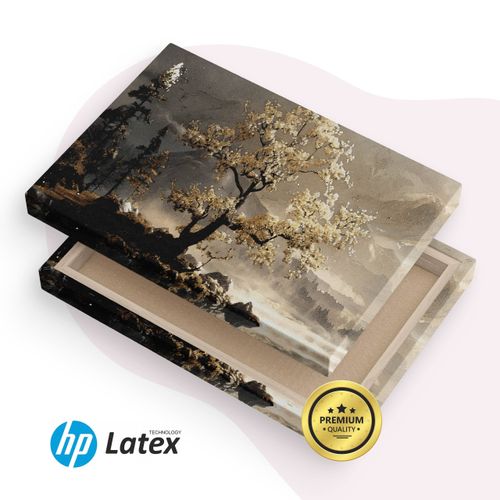 Obraz Na Płótnie Do Salonu Abstrakcyjne Drzewo Krajobraz Góry 90cm x 60cm na Arena.pl