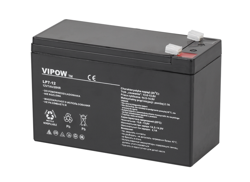 BAT0211 Akumulator żelowy VIPOW 12V 7.0Ah zdjęcie 1