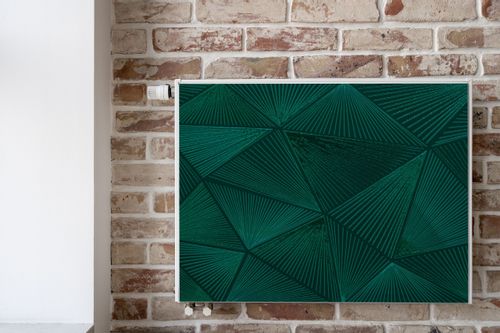 MATA Magnetyczna Na Grzejnik Zielone Trójkąty Abstrakcja 110cm x 60cm na Arena.pl