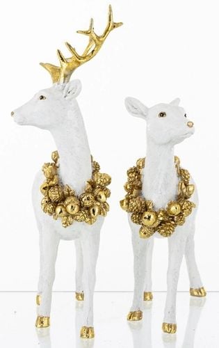 Figurka Jeleń Biała Świąteczna Dekoracyjna17x18x5cm i 22x17x8cm na Arena.pl
