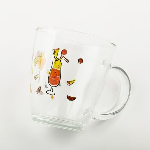 SZKLANKA Z UCHEM KUBEK SZKLANY TRADYCYJNY DO KAWY HERBATY 320 ML Z WZOREM na Arena.pl