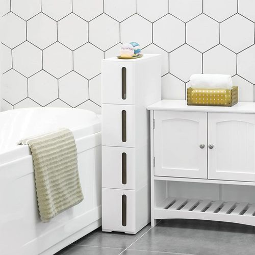 Szafka na kółkach biała wąska mobilna 4 szuflady łazienkowa na Arena.pl