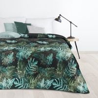 Narzuta dekoracyjna DAWOSA 170x210 czarna w egzotyczne liście