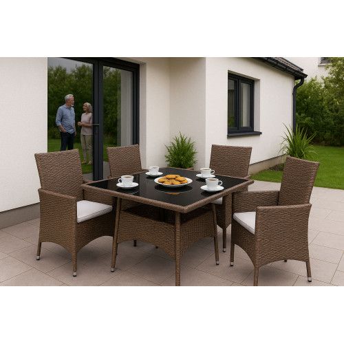 KOMPLET MEBLI OGRODOWYCH MULTIGARDEN Z TECHNORATTANU DLA 4 OSÓB na Arena.pl