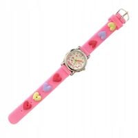 Zegarek dla DZIECI na gumce WYGODNY od 3 lat DO NAUKI RÓŻOWY Serduszka