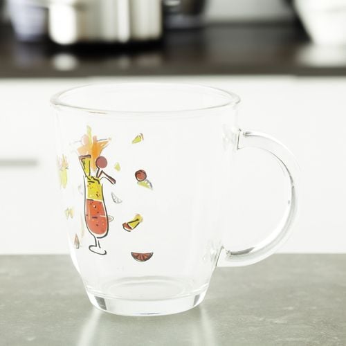 SZKLANKA Z UCHEM KUBEK SZKLANY TRADYCYJNY DO KAWY HERBATY 320 ML Z WZOREM na Arena.pl