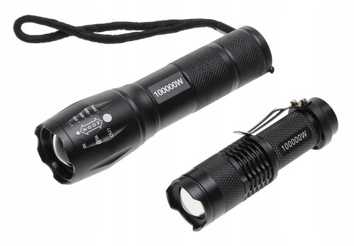 LATARKA LED Taktyczna x2 Akumulatorowa ZESTAW LATAREK Latarki ZOOM 2596 na Arena.pl