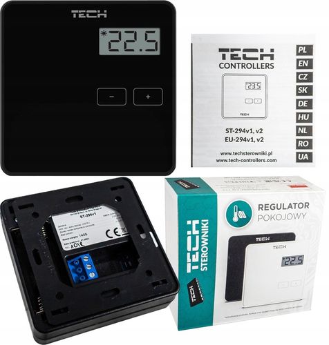 STEROWNIK REGULATOR POKOJOWY PRZEWODOWY NATYNKOWY ST-294 v1 CZARNY TECH na Arena.pl
