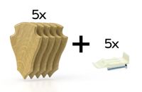 Deska Rebuck dąb 2 19x12 jasna - zestaw 5 sztuk ze wspornikami