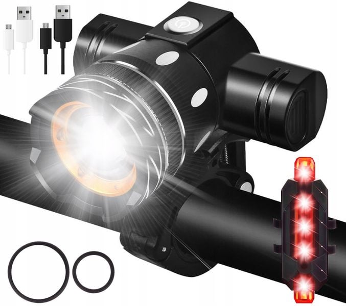 LAMPKA ROWEROWA T6 USB + TYŁ zdjęcie 3