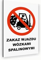 Tabliczka znak informacyjny 40x30 Biała ZAKAZ WJAZDU WÓZKAMI SPALINOWYMI