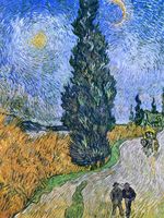 Plakat 60x80cm  Droga z Cyprysem i Gwiazdą, Van Gogh Vintage