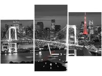 60CM 90 ZEGAR 3 ELEM TOKYO MOST TĘCZOWY ŚCIENNY