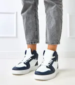 Wysokie sneakersy biało-granatowe na platformie Olsen 38