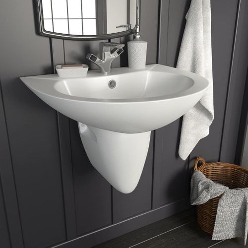 Umywalka ścienna ceramiczna biała 520x450x190mm na Arena.pl