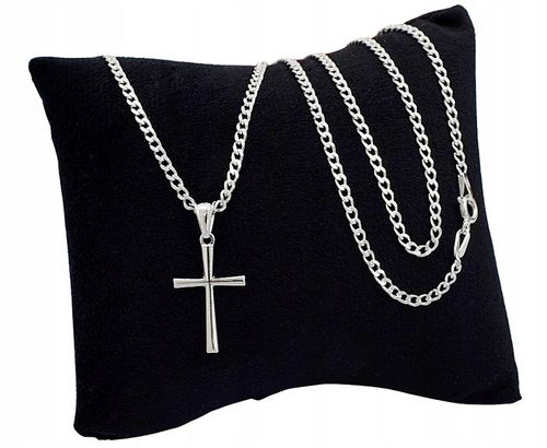 Łańcuszek Srebrny Pancerka z Krzyżykiem na Komunię Chrzest, Grawer Gratis na Arena.pl