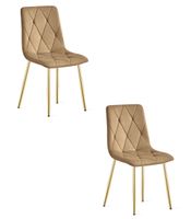Krzesło tapicerowane brązowe welur LIBRA nogi złote do kuchni jadalni x2