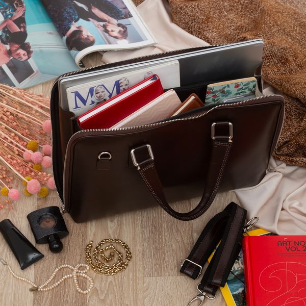 VERA PELLE torebka skórzana teczka A4 torba na laptopa V410 c.brązowa zdjęcie 3