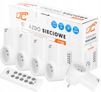 5× GNIAZDKO SIECIOWE ZDALNIE STEROWANE PILOTEM - DUŻY ZASIĘG 30M