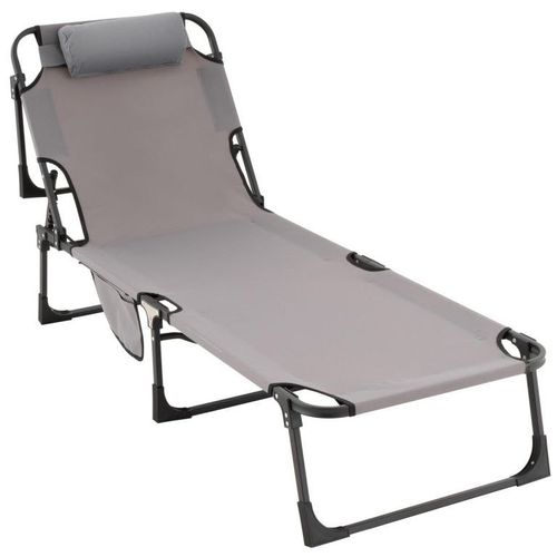 Składana leżanka, szara, poliester, wymiary: 182 x 60 x 30cm na Arena.pl