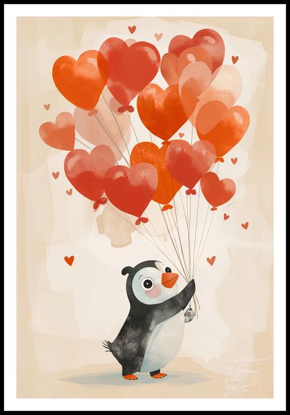Plakat 61x90,5cm Pingwinek z Balonami zdjęcie 3
