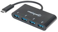 4-Portowy Hub USB-A Manhattan na złączu USB-C 62746