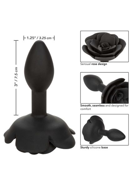 Small Rose Anal Plug Black zdjęcie 7