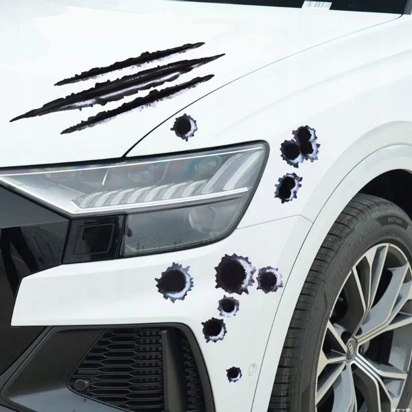 Naklejka 3D samochód dziury po kulach zadrapanie pazury auto tuning krecha zdjęcie 6
