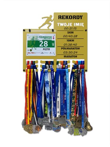 Wieszak na medale i numery startowe REKORDY RUN twoje imię  8.1 na Arena.pl