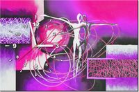 60CM 40CM ZEGAR OBRAZ TAŃCZĄCE POSTACIE FIOLECIE DRUK PŁÓTNO RAMA