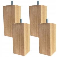 Komplet 4 x nogi meblowe drewniane bukowe 10 cm KWADRAT surowe 4.5x4.5 cm