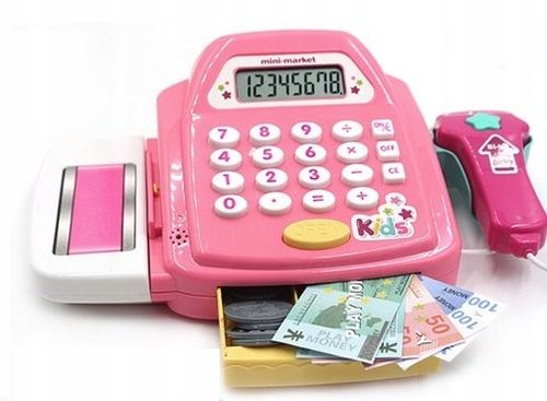 KASA SKLEPOWA FISKALNA SKANER DŹWIĘK KALKULATOR MONETY PIENIĄDZE AKCESORIA na Arena.pl