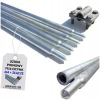 Uziom szpilka pręt wbijany - Zestaw 6 m i złącze - ocynk ogniowy składany