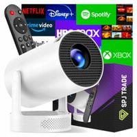 PROJEKTOR RZUTNIK ANDROID TV WIFI MINI 4K PRZENOŚNY SMART GŁOŚNIK OBROTOWY