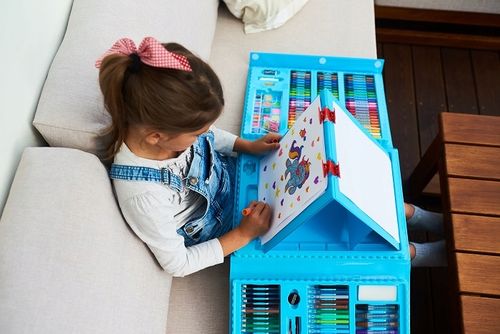 ZESTAW DO MALOWANIA RYSOWANIA ARTYSTYCZNY WALIZKA Niebieska DZIECI PREZENT na Arena.pl