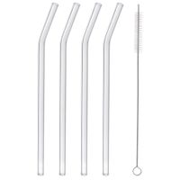 4x Szklane Słomki do Napojów Rurki Proste Wielorazowe z Czyścikiem Szczotką