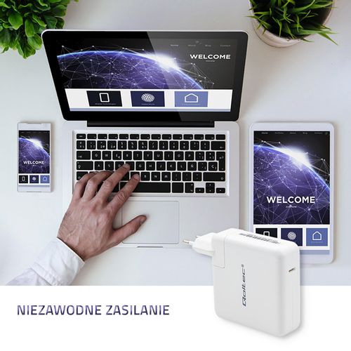 Qoltec Ładowarka sieciowa FAST 96W 5-20V 3-4.7A USB C PD Biała na Arena.pl