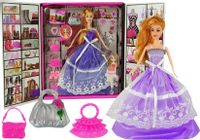 ND24_7018 Lalka Fioletowa Suknia Balowa z Koronką Dodatki  1818912680345