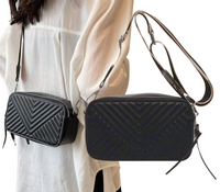 Skórzana torebka czarna na ramię torba damska elegancka pikowana