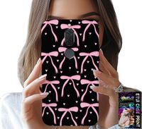 ETUI DO HUAWEI MATE 10 LITE - CZARNO RÓŻOWE WSTĄŻKI KOKARDKI WSTĄŻKA