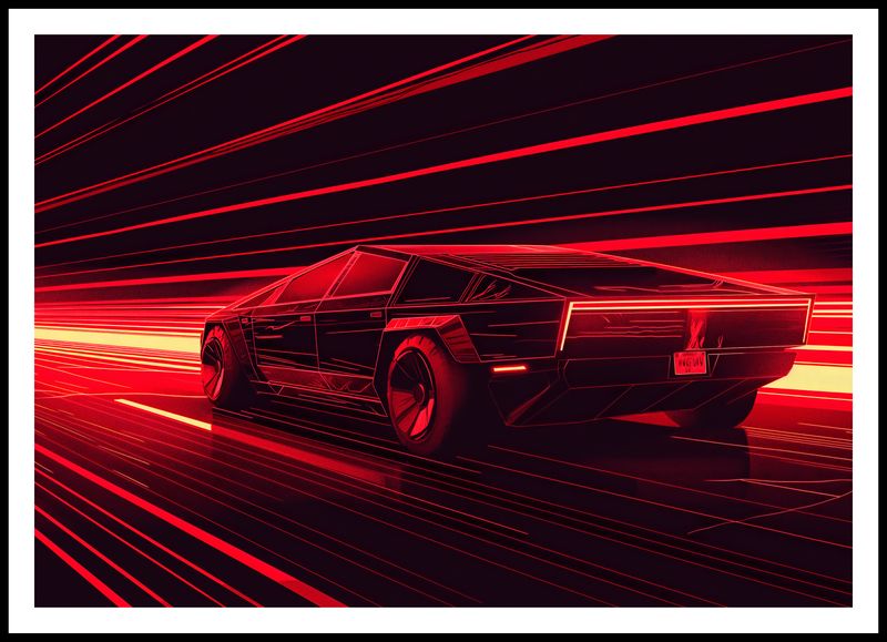 Plakat 100x70cm Prędkość w Czerwonym Neonie zdjęcie 3