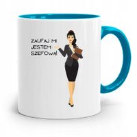 Kubek Błękitny Dla Szefa Zaufaj Mi Jestem Prezent Z Nadrukiem Ze Zdjęciem